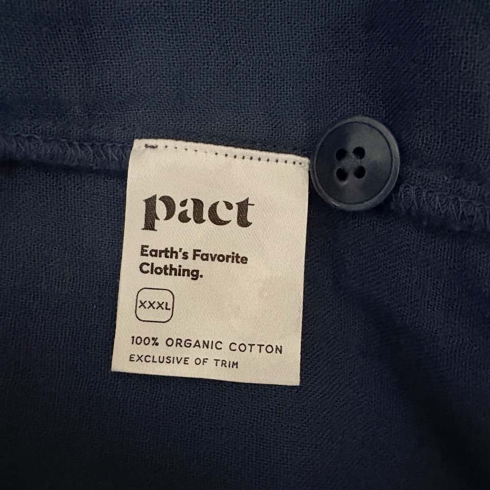 Pact Women's Coastal Double Gauze Shirt Dress Size XXXL Navy Beach Coastal 3X - Picture 9 of 9